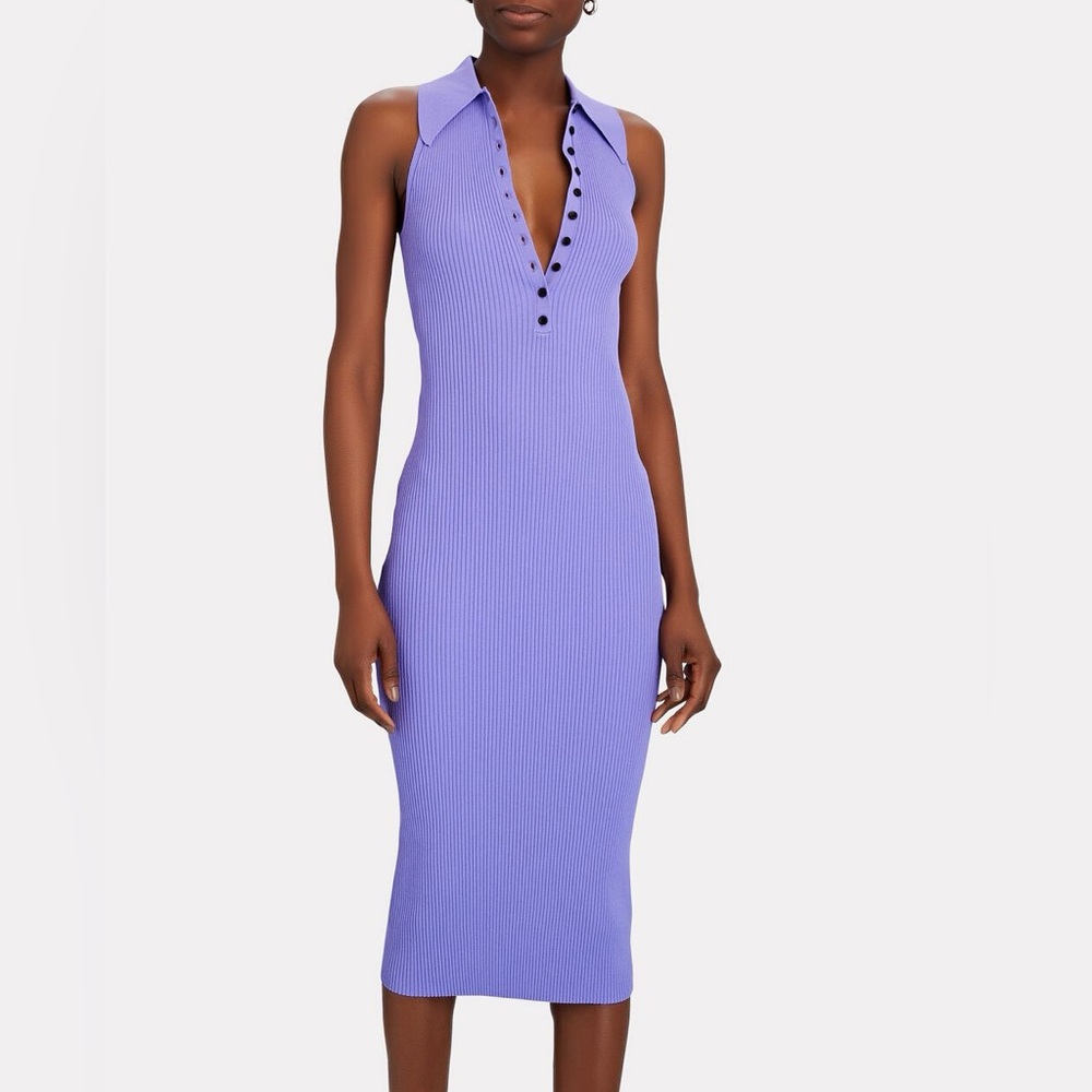 A.L.C. Asher Rib Knit Polo Midi Dress
